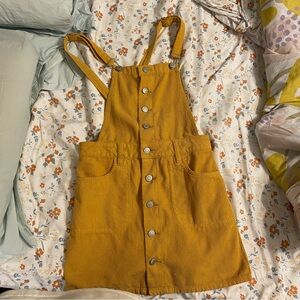 Size Small PacSun yellow Corduroy overall mini dress